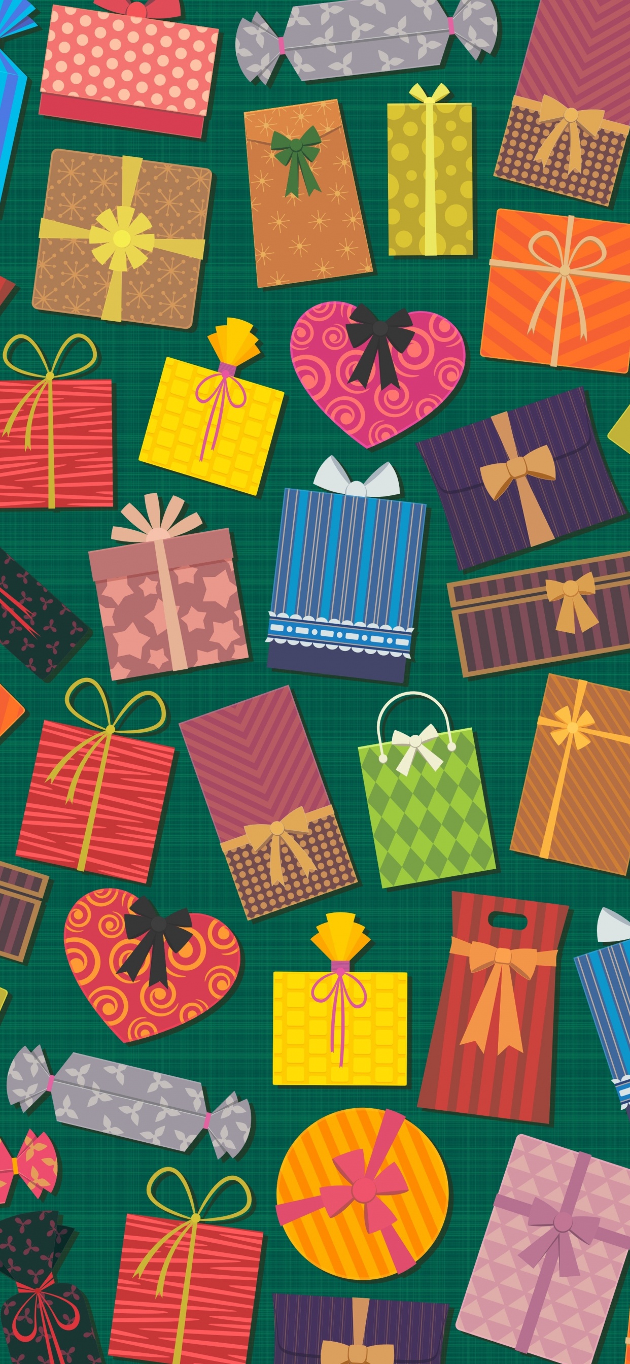 Обои красочные подарки, подарок, Рождественский подарок, шопинг, подарочная карта в разрешении 1242x2688