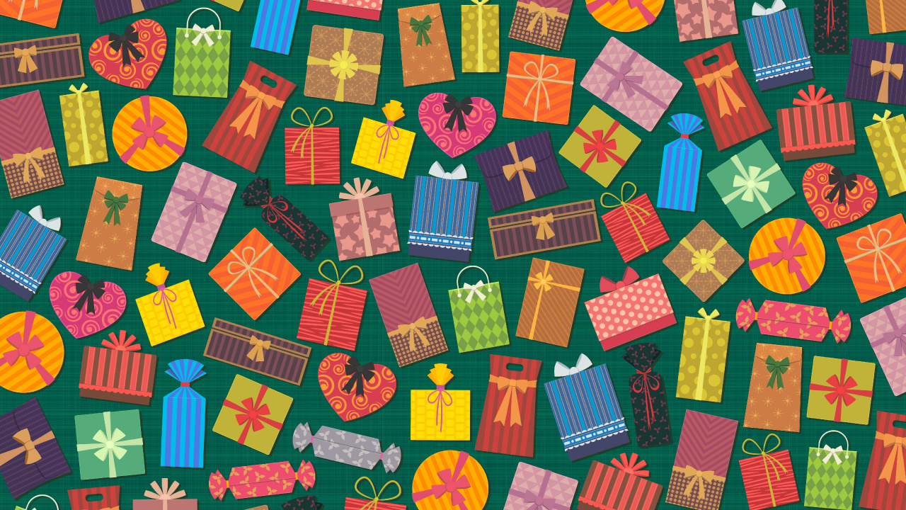Обои красочные подарки, подарок, Рождественский подарок, шопинг, подарочная карта в разрешении 1280x720