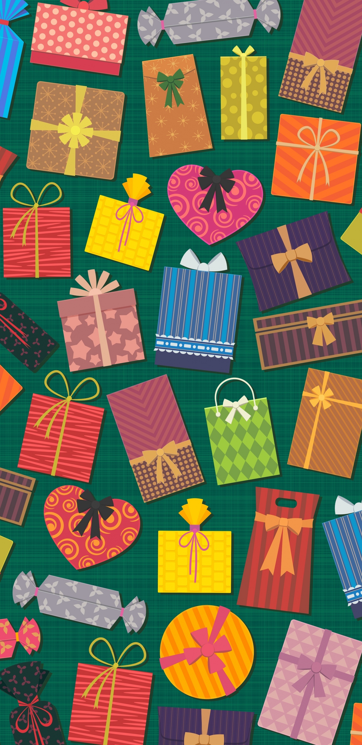 Обои красочные подарки, подарок, Рождественский подарок, шопинг, подарочная карта в разрешении 1440x2960