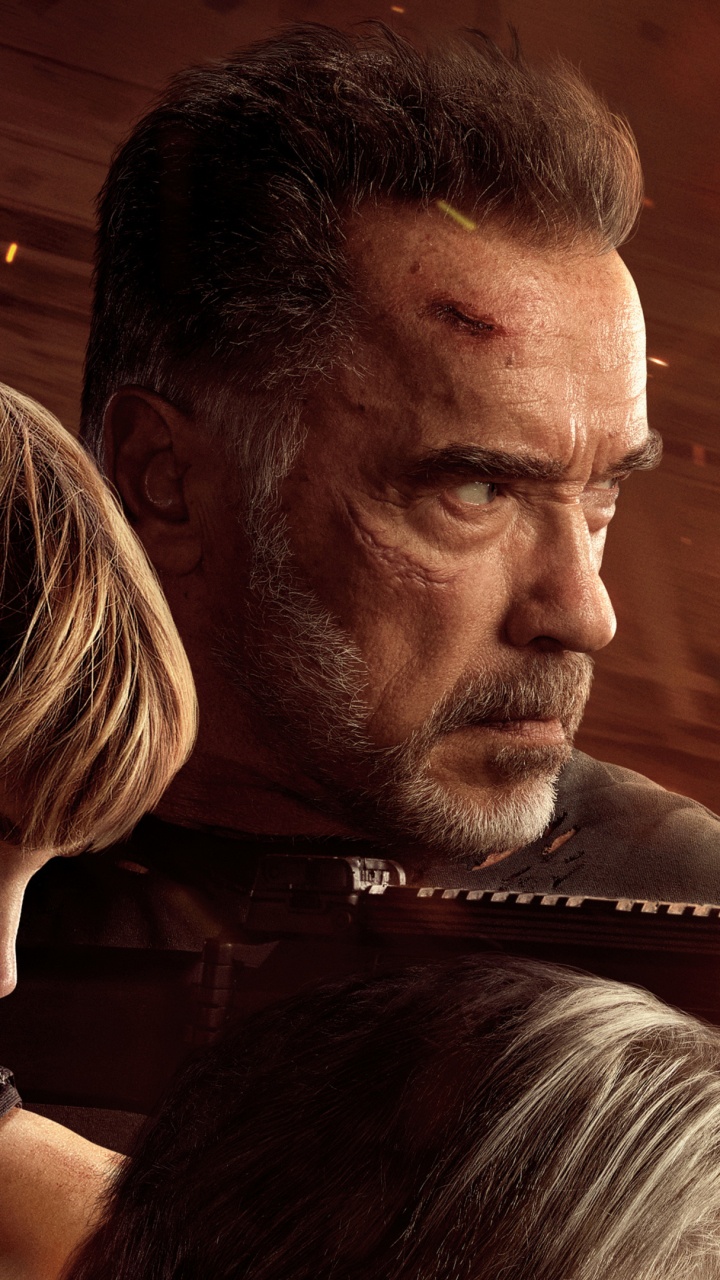 Обои Терминатор Мрачная Судьба, Терминатор 2 Судный День, Арнольд Шварценеггер, Сара Коннор, Терминатор в разрешении 720x1280