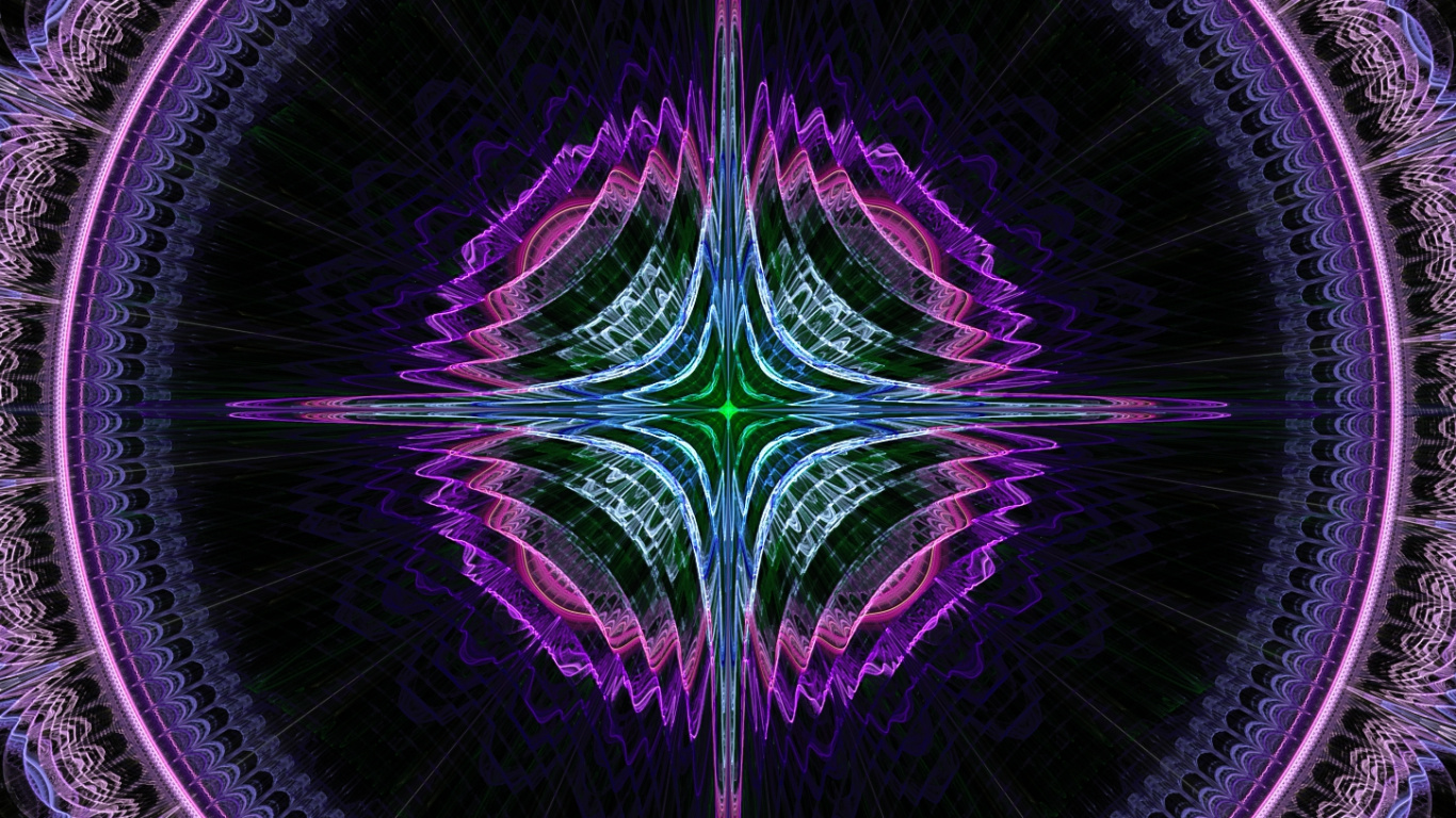 Обои фрактальное искусство, фрактал, симметрия, пурпур, психоделическое искусство в разрешении 1366x768