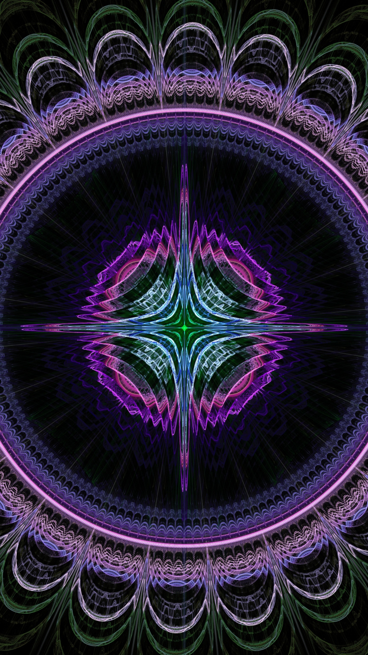 Обои фрактальное искусство, фрактал, симметрия, пурпур, психоделическое искусство в разрешении 750x1334