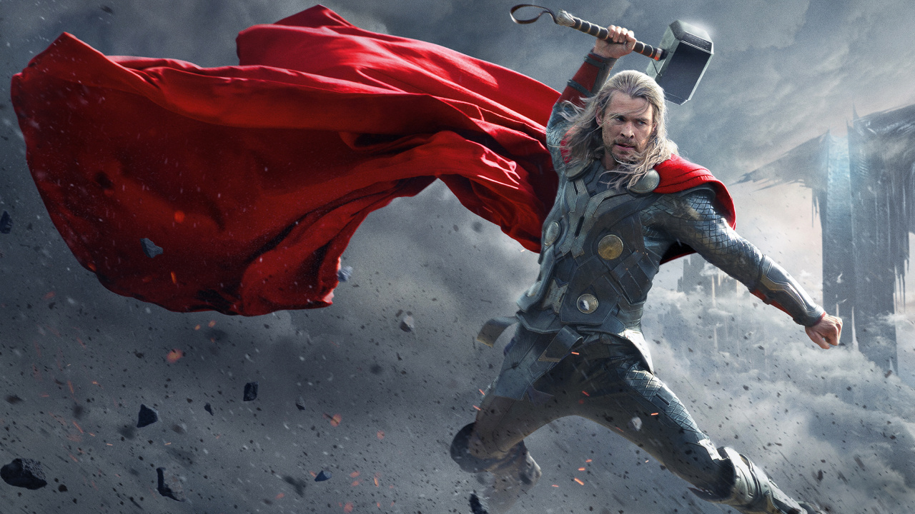 Обои Крис Хемсворт, Тор Темный мир, ТОР, супергерой, библиотека Loki в разрешении 1280x720