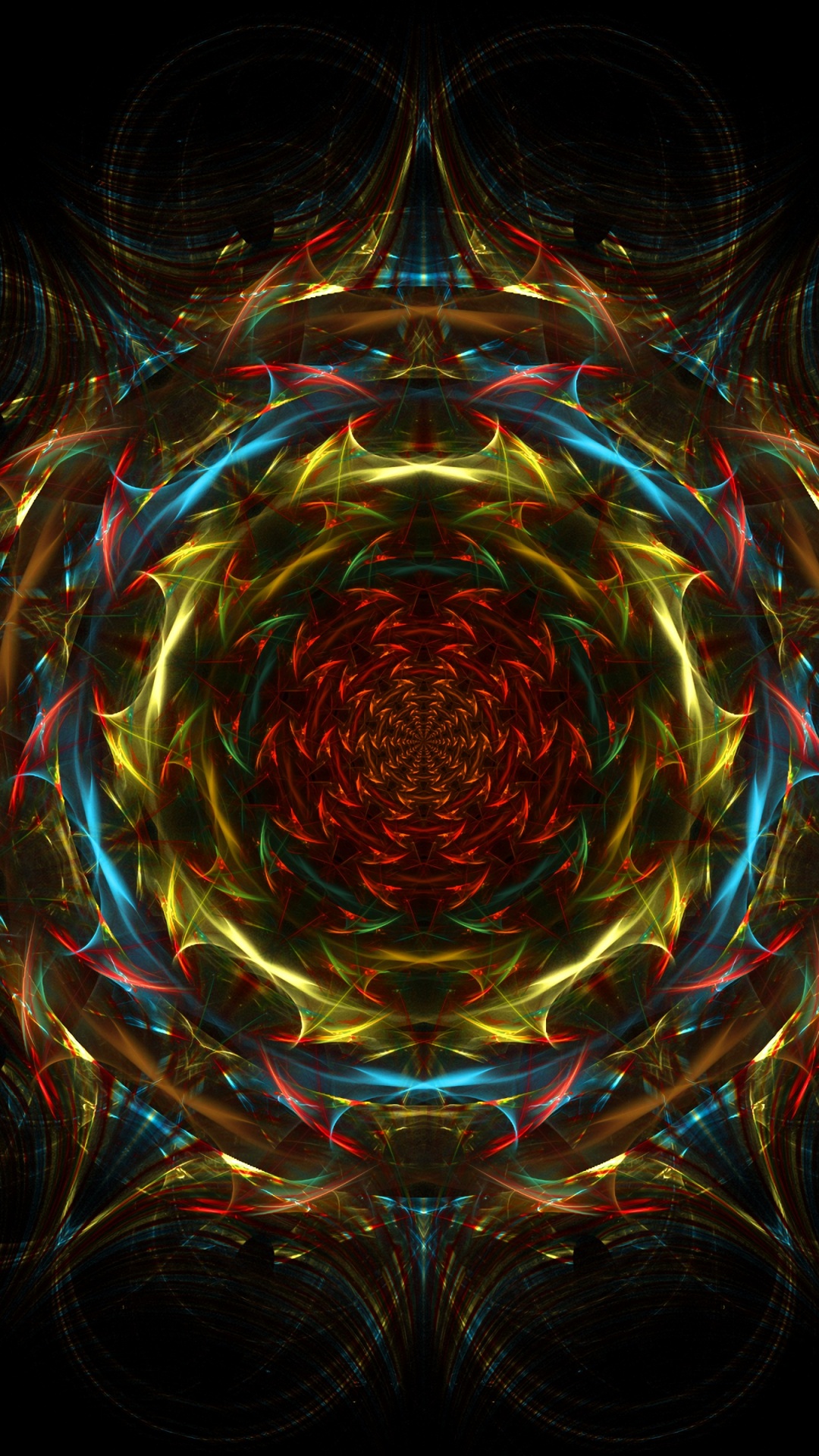 Обои психоделическое искусство, фрактальное искусство, круг, симметрия, узор в разрешении 1080x1920