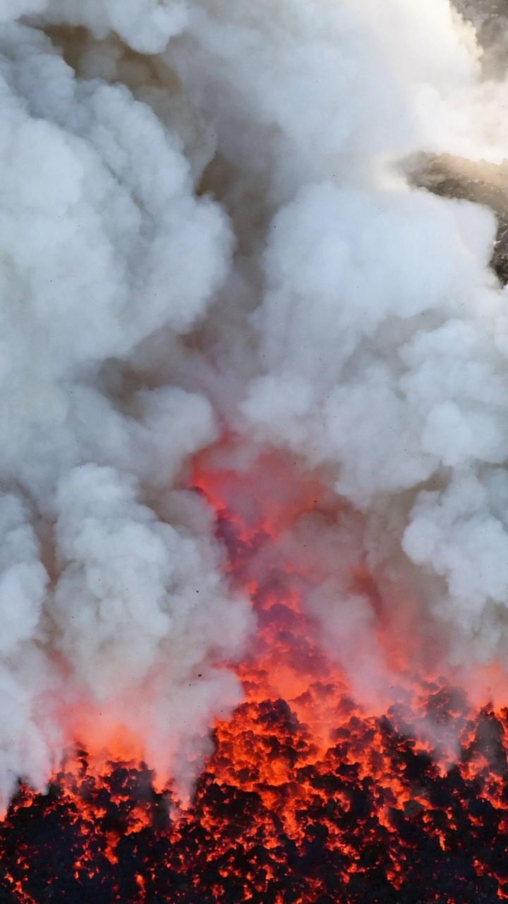 Обои Симмоэ, вулкан, Горе Мне, дым, купол лавы в разрешении 720x1280