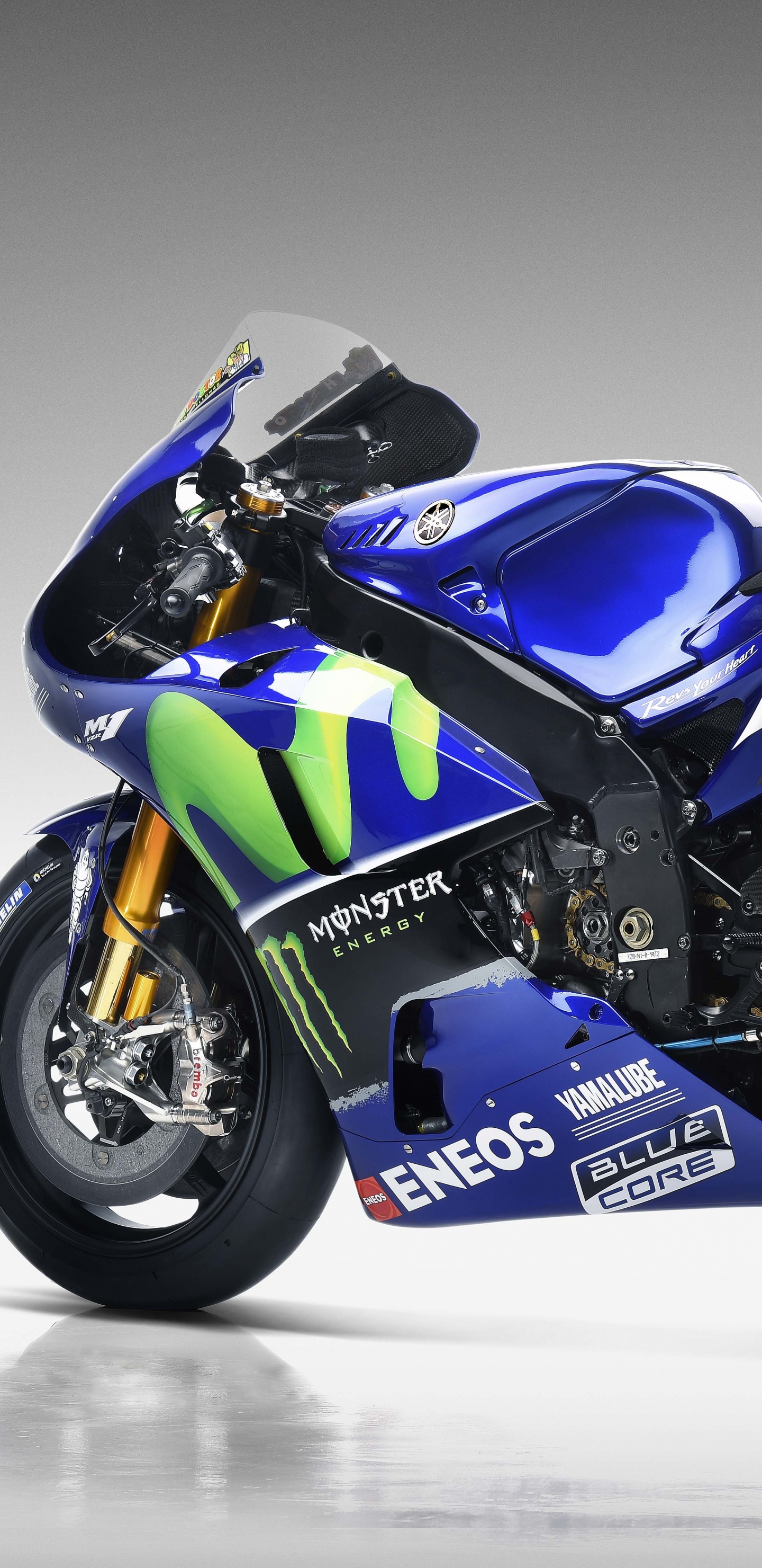 Обои Ямаха YZR-М1, мотоцикл, супербайк, Обтекатель мотоцикла, авто в разрешении 1440x2960