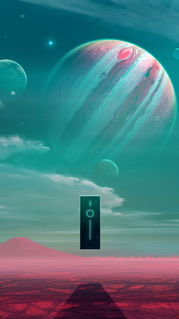 Обои 2001 монолит, монолит, Научная фантастика, арт, водоем в разрешении 720x1280