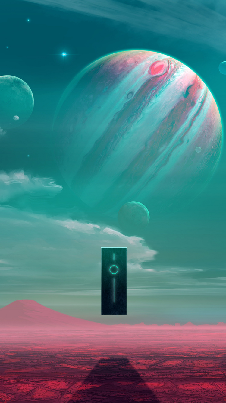 Обои 2001 монолит, монолит, Научная фантастика, арт, водоем в разрешении 750x1334