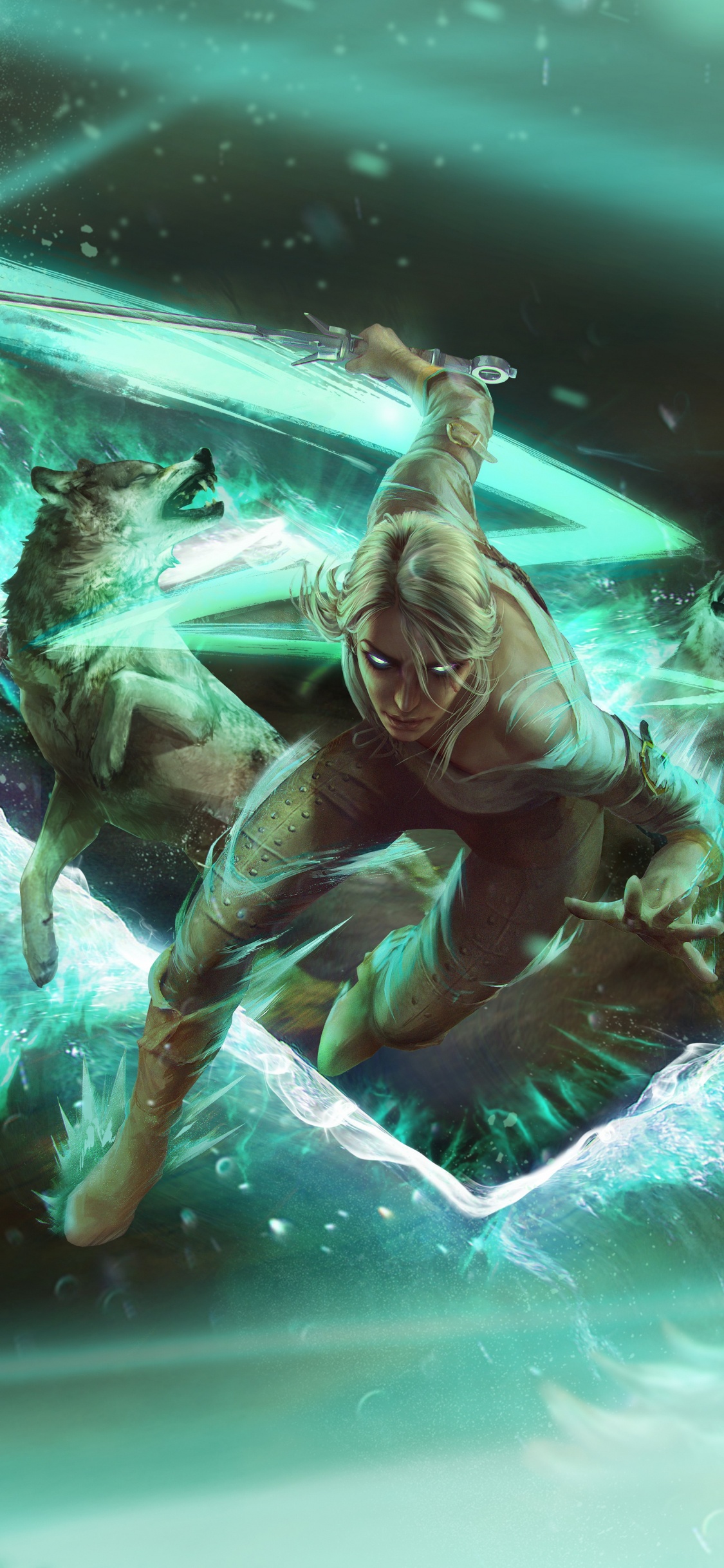 Обои Гвент Ведьмак Карточная Игра, Ведьмак 3 дикая охота, цири, Геральт из ривии, вода в разрешении 1125x2436