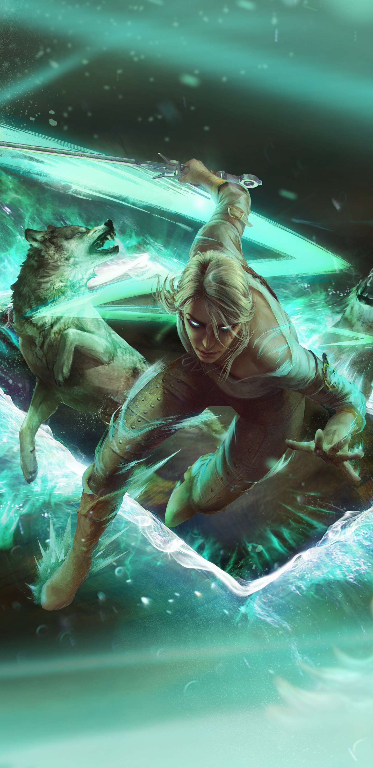 Обои Гвент Ведьмак Карточная Игра, Ведьмак 3 дикая охота, цири, Геральт из ривии, вода в разрешении 1440x2960