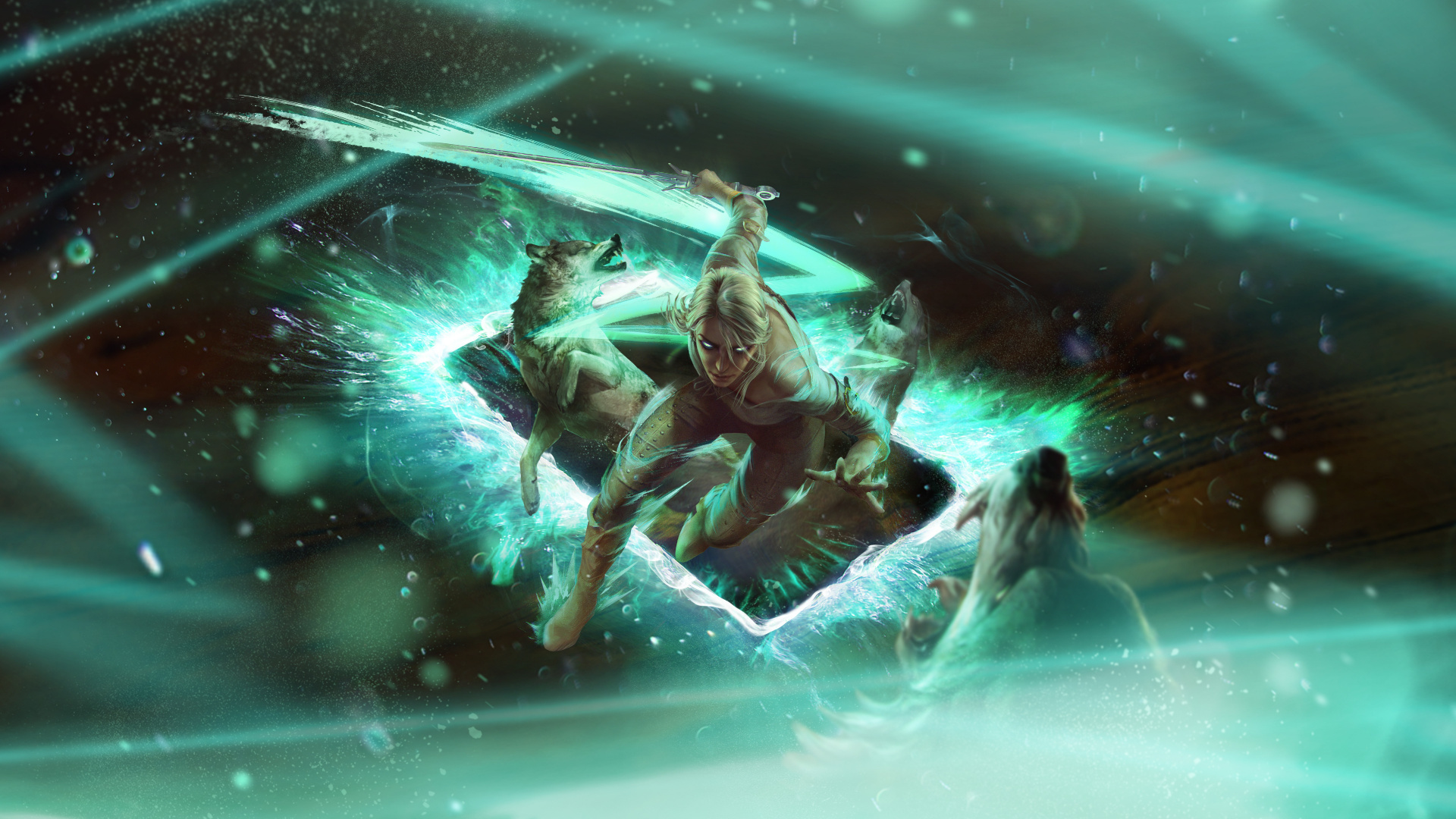 Обои Гвент Ведьмак Карточная Игра, Ведьмак 3 дикая охота, цири, Геральт из ривии, вода в разрешении 1920x1080