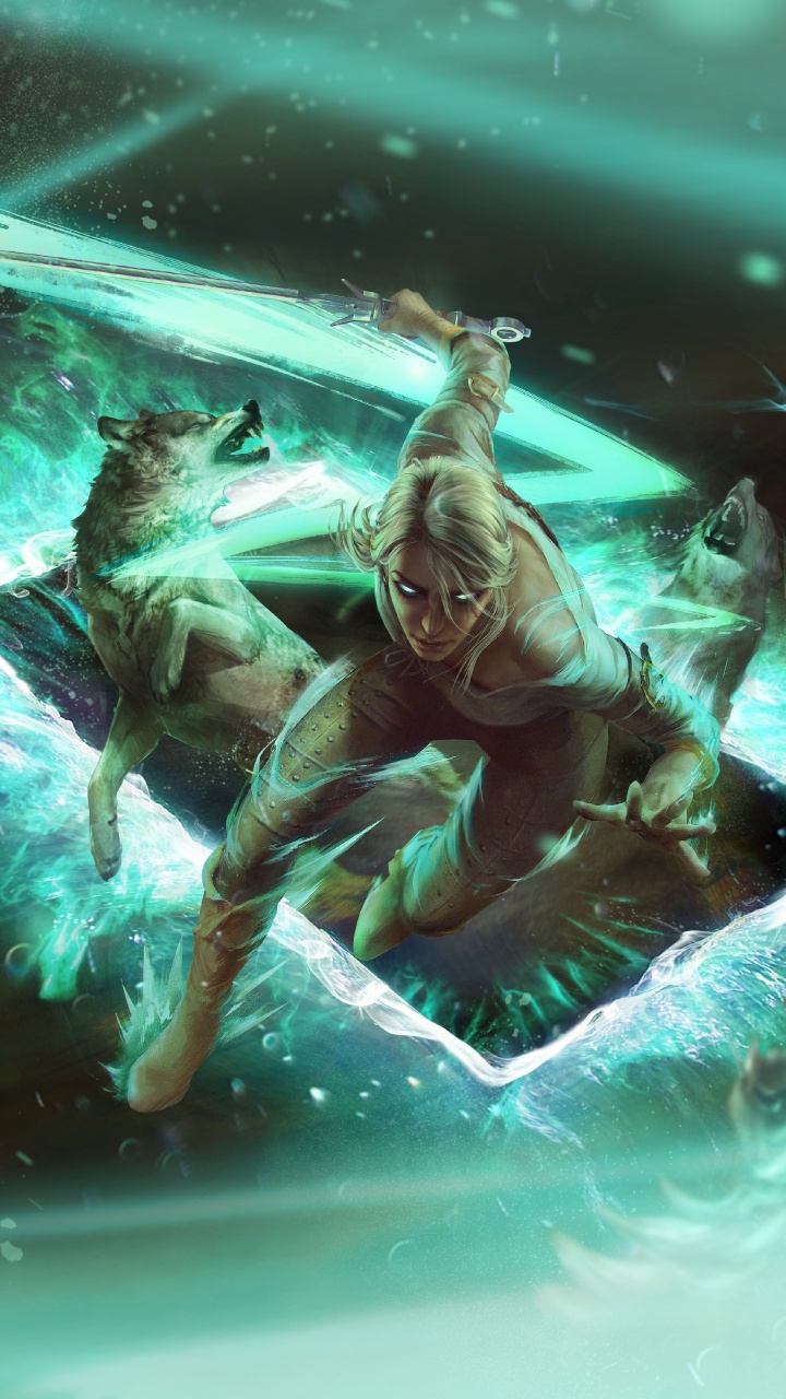 Обои Гвент Ведьмак Карточная Игра, Ведьмак 3 дикая охота, цири, Геральт из ривии, вода в разрешении 720x1280