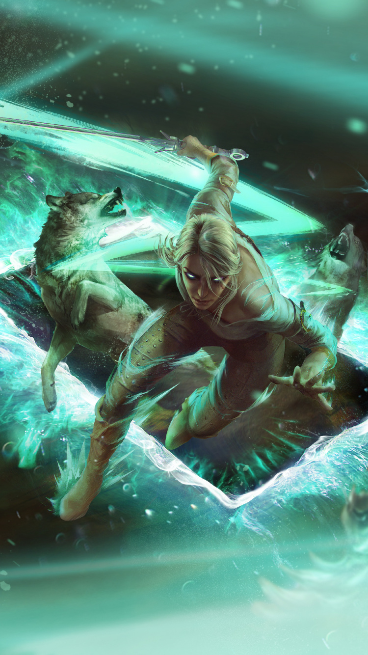 Обои Гвент Ведьмак Карточная Игра, Ведьмак 3 дикая охота, цири, Геральт из ривии, вода в разрешении 750x1334