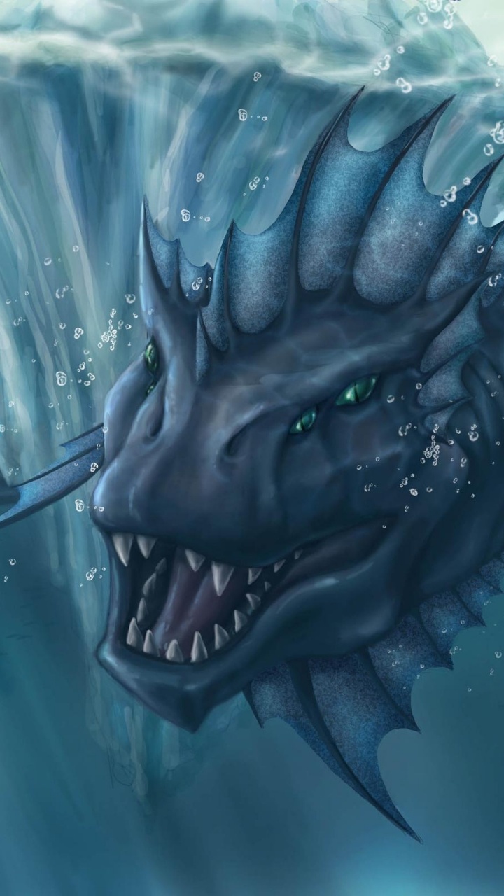 Обои дракон, морское чудовище, монстр, вода, морская биология в разрешении 720x1280