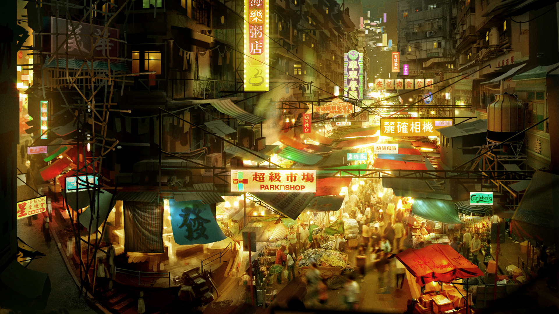 Обои спящая собака, Триада Войн, Объединенный Фронт Игр, ночь, город в разрешении 1920x1080