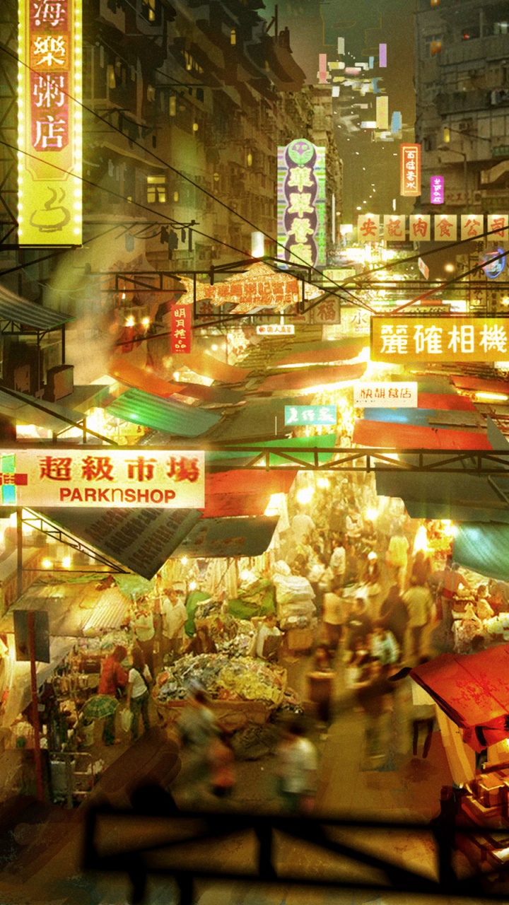 Обои спящая собака, Триада Войн, Объединенный Фронт Игр, ночь, город в разрешении 720x1280