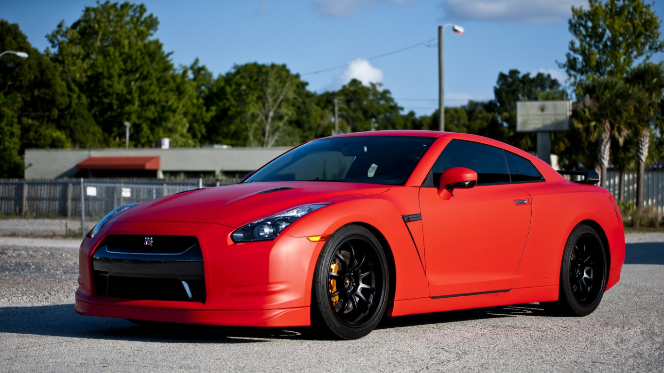 Обои Ниссан, авто, спорткар, Nissan GT-R Black, тюнинг автомобилей в разрешении 1366x768