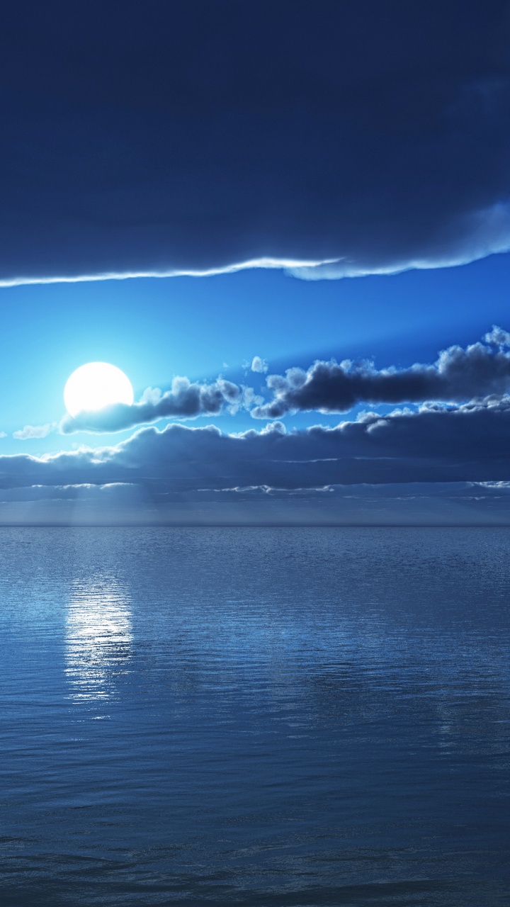 Обои океан, горизонт, синий, природа, облако в разрешении 720x1280