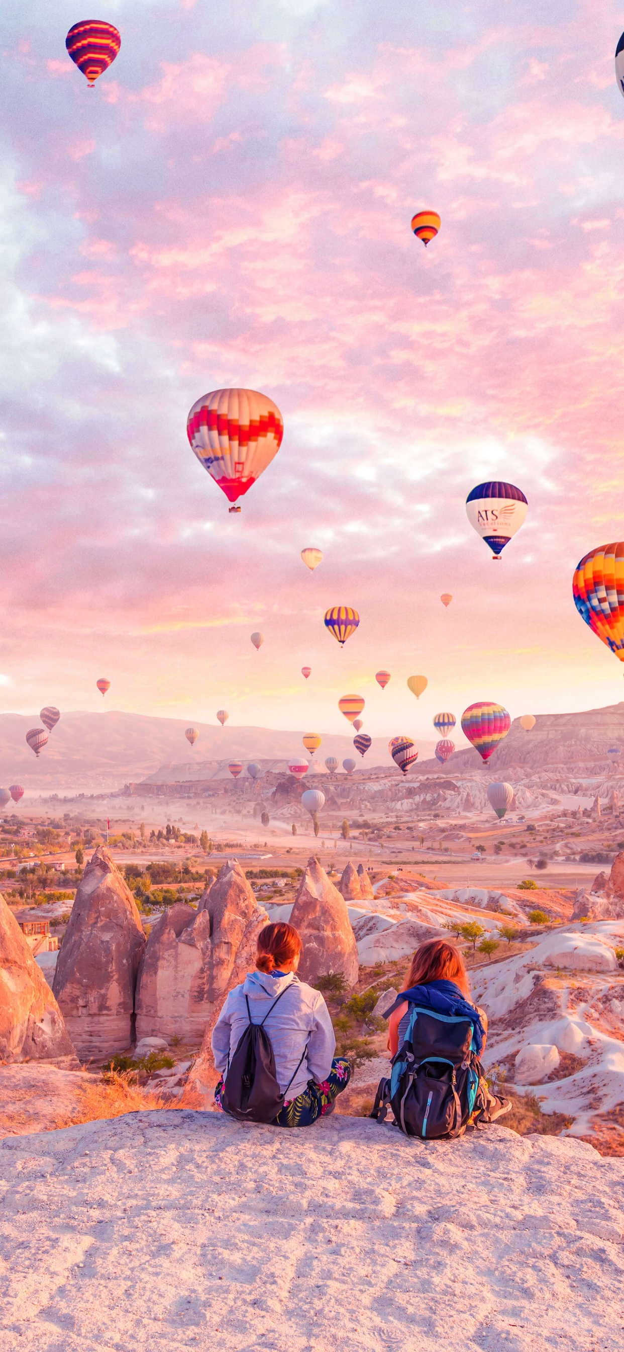 Обои каппадокия, воздушный шар, облако, аэростат, атмосфера в разрешении 1242x2688