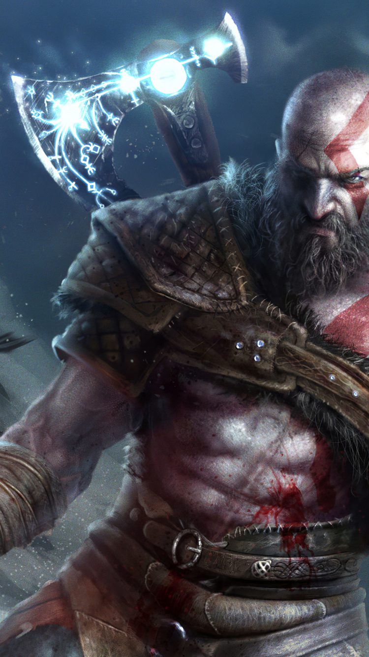 Обои иллюстрация, игры, компьютерная игра, god of war, игра-боевик в разрешении 750x1334