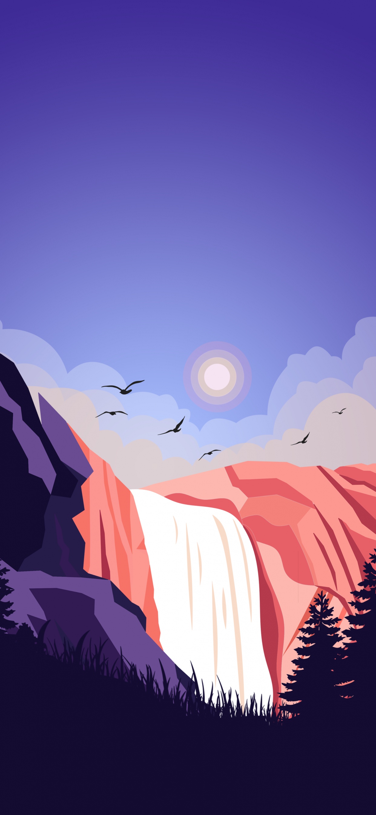 Обои атмосфера, облако, природный ландшафт, гора, живопись в разрешении 1242x2688