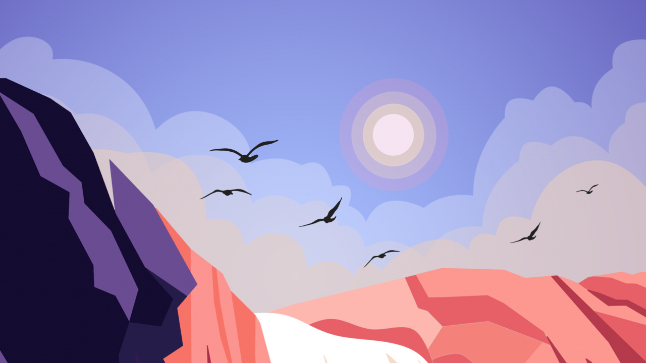 Обои атмосфера, облако, природный ландшафт, гора, живопись в разрешении 1280x720