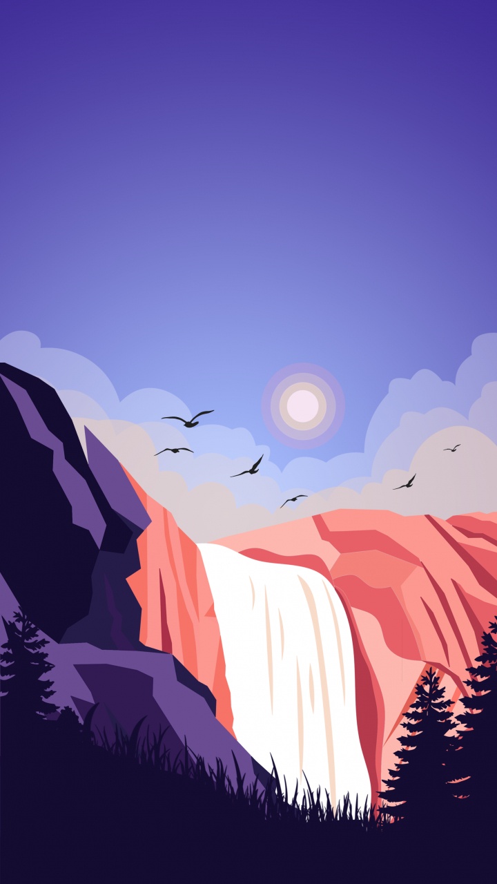 Обои атмосфера, облако, природный ландшафт, гора, живопись в разрешении 720x1280