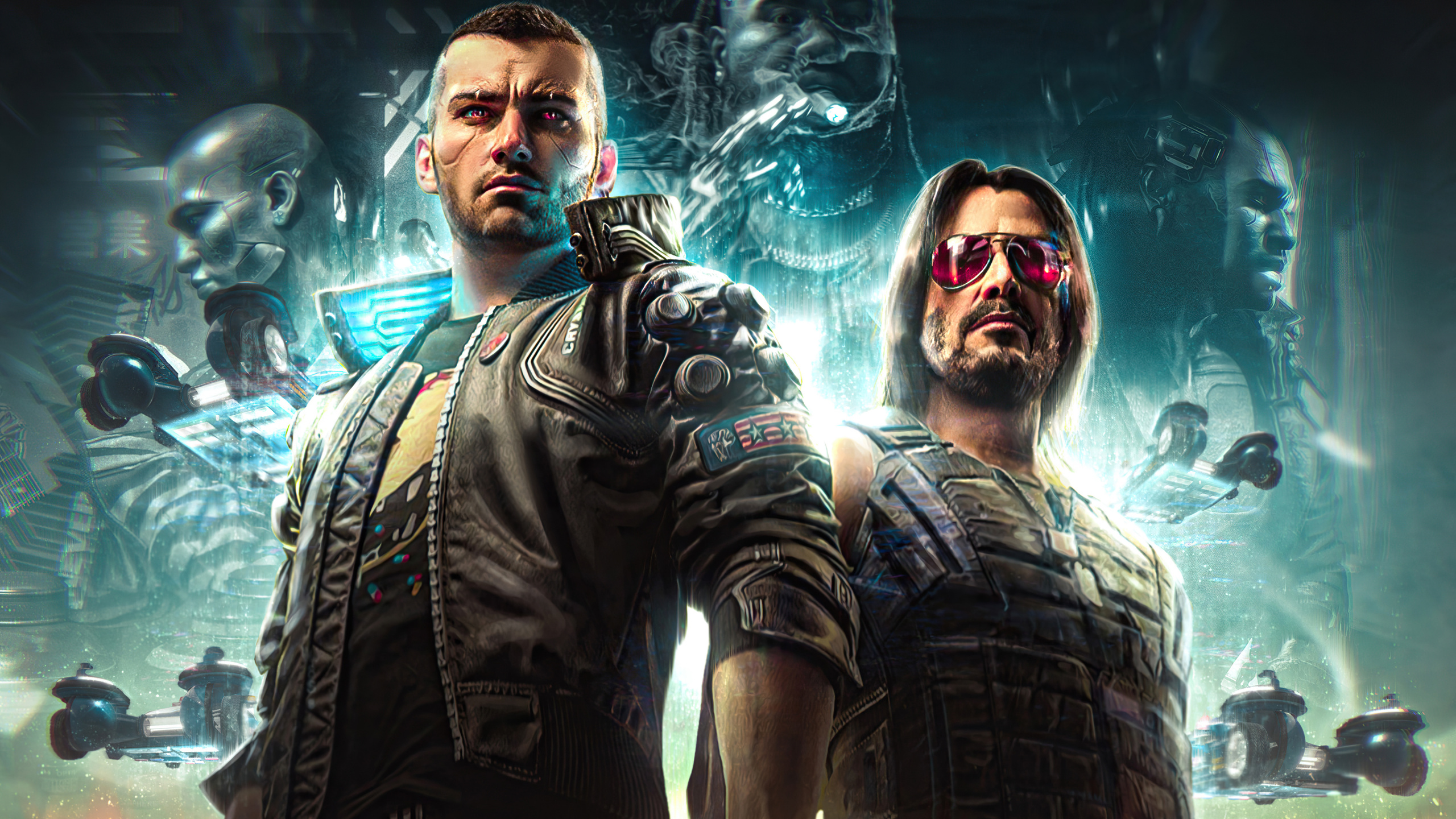 Обои видеоэффекты, Киберпанк 2077, падение парни окончательный нокаут, иллюстрация, графический дизайн в разрешении 2560x1440