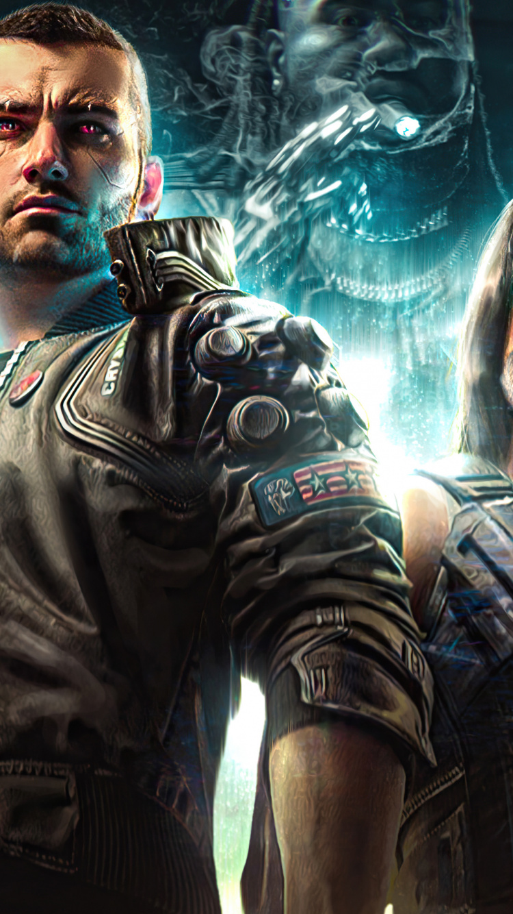 Обои видеоэффекты, Киберпанк 2077, падение парни окончательный нокаут, иллюстрация, графический дизайн в разрешении 750x1334