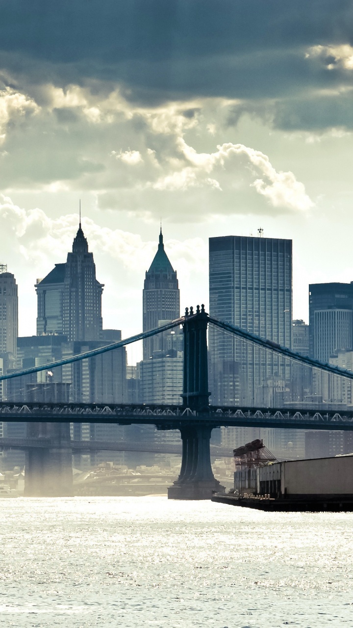 Обои городской пейзаж, город, линия горизонта, мост, дневное время в разрешении 720x1280