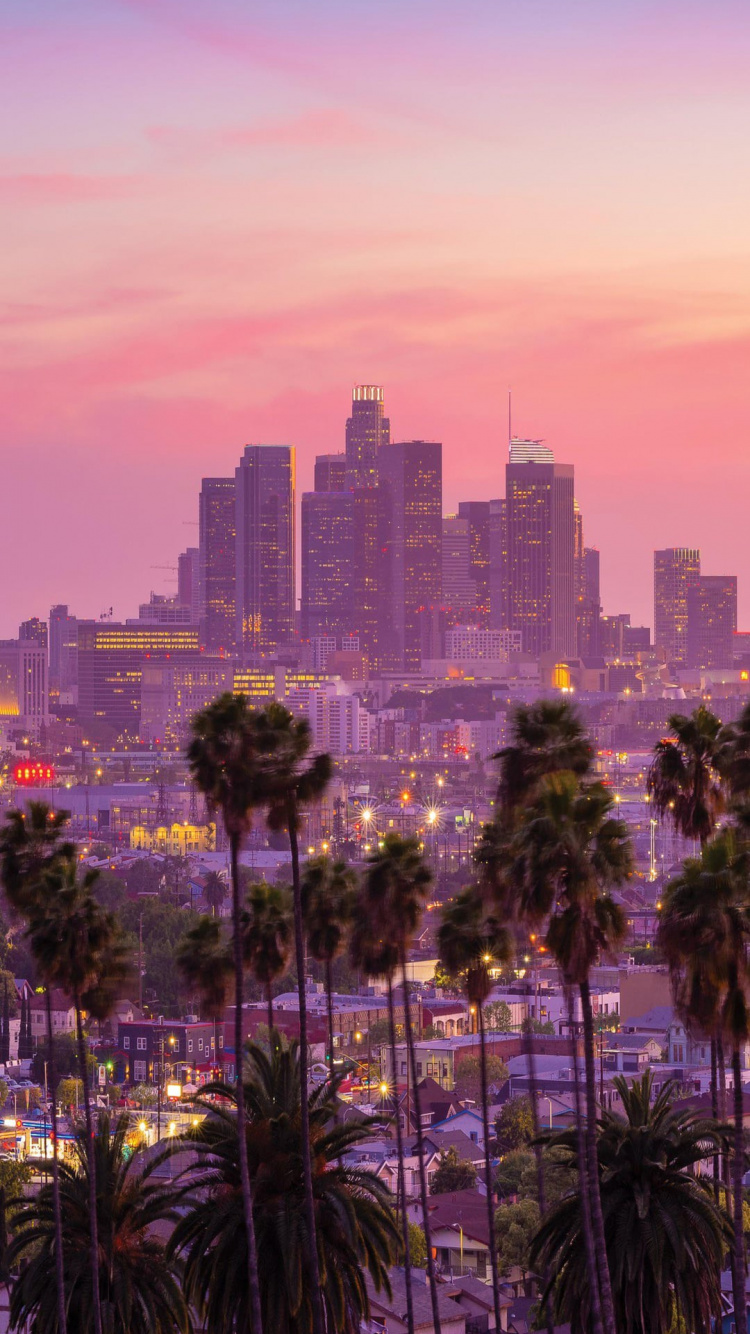 Обои Лос-Анджелес iOS 16, облако, здание, небоскреб, послесвечение в разрешении 750x1334
