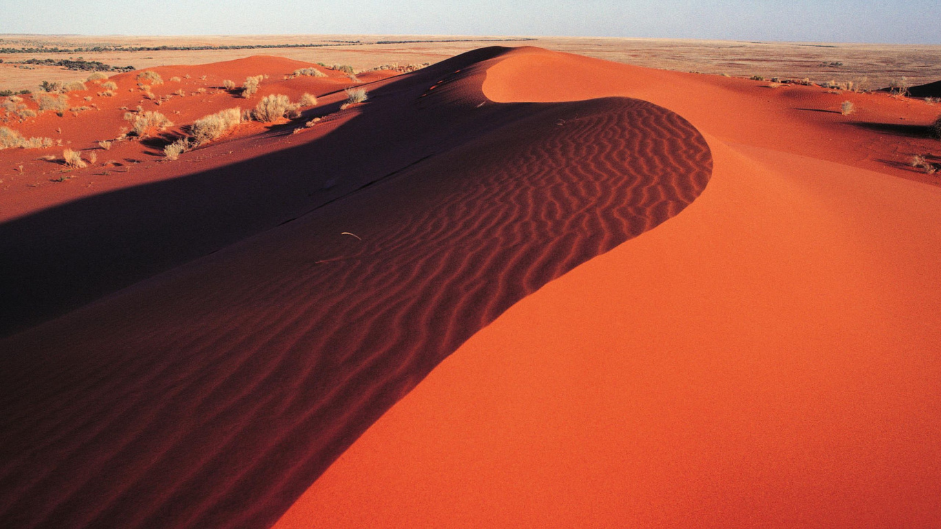 Обои пустыня, песок, эрг, эолийские рельефы, Дюна в разрешении 1366x768