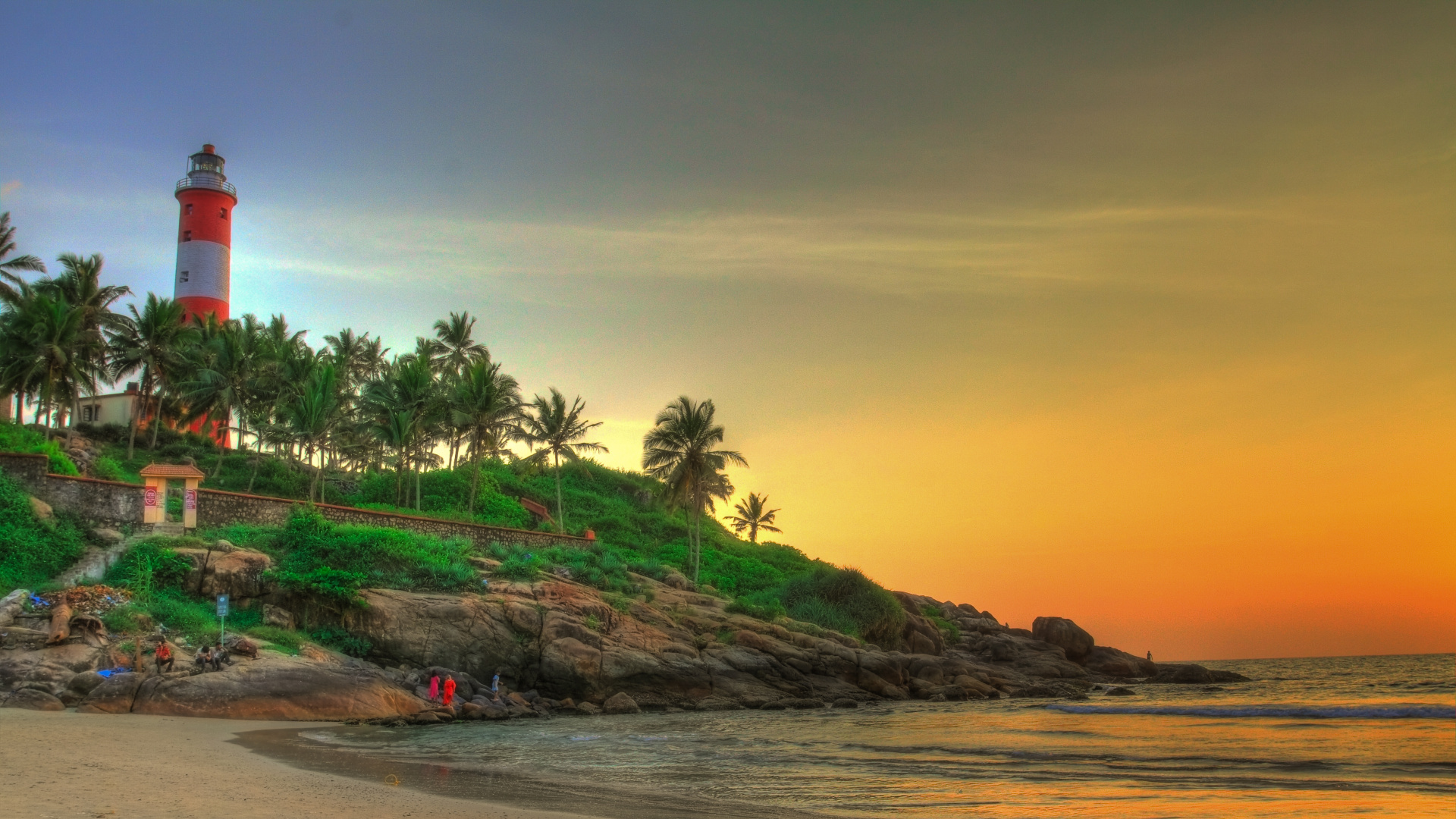 Обои пляж Ковалам, пляж, Веданта Проснуться, прибежище, побережье в разрешении 1920x1080