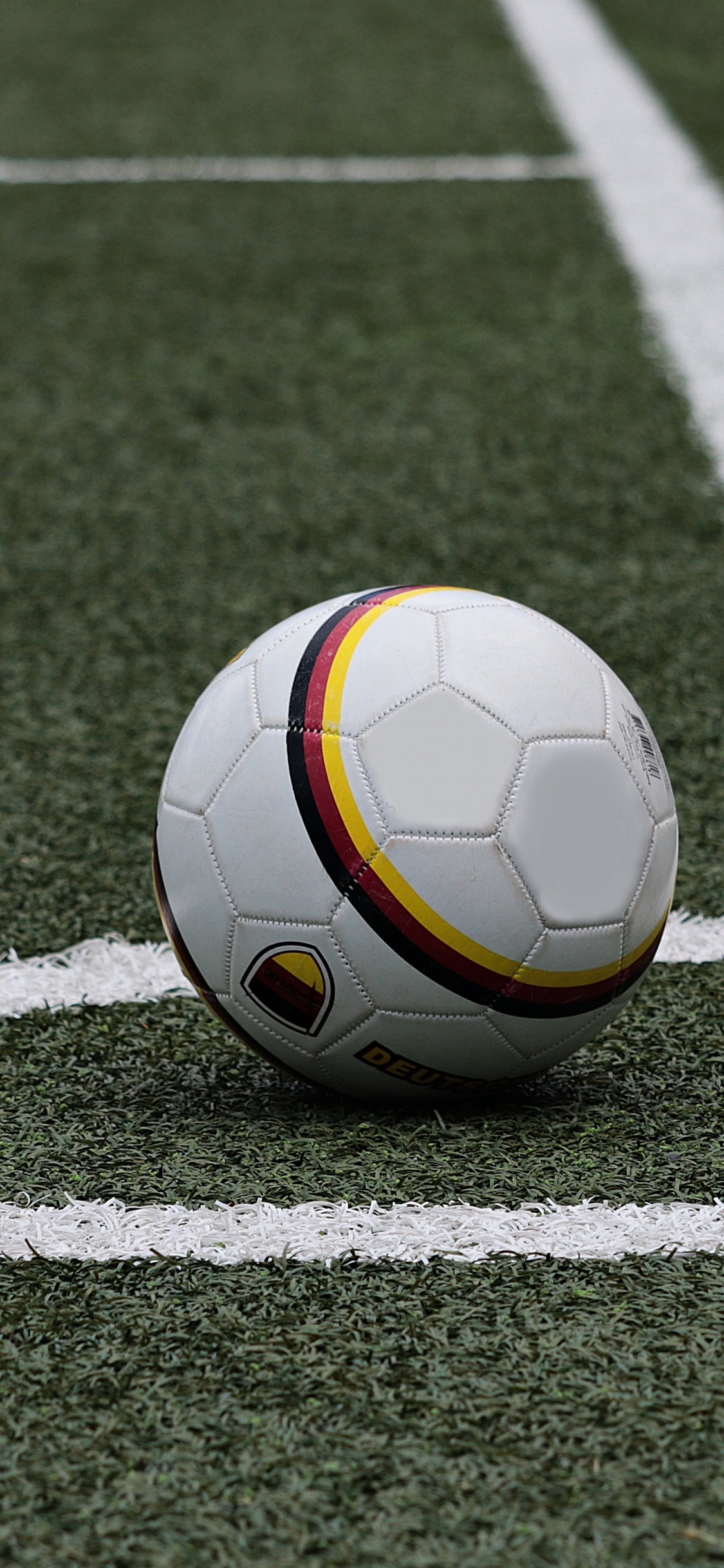 Обои мяч, футбольное поле, футбол, футбольный мяч, спортивные объекты в разрешении 1125x2436