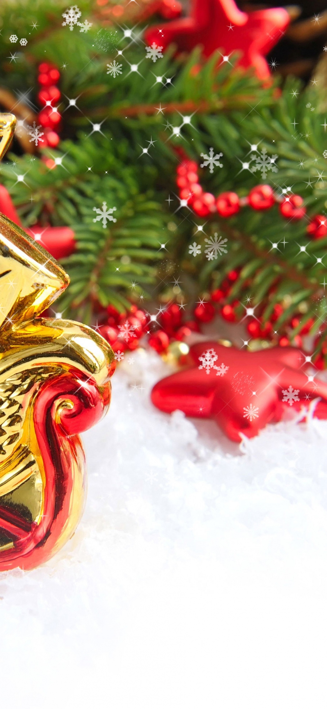 Обои Рождественский день, Новый год, праздник, Санта-Клаус, рождественский орнамент в разрешении 1125x2436