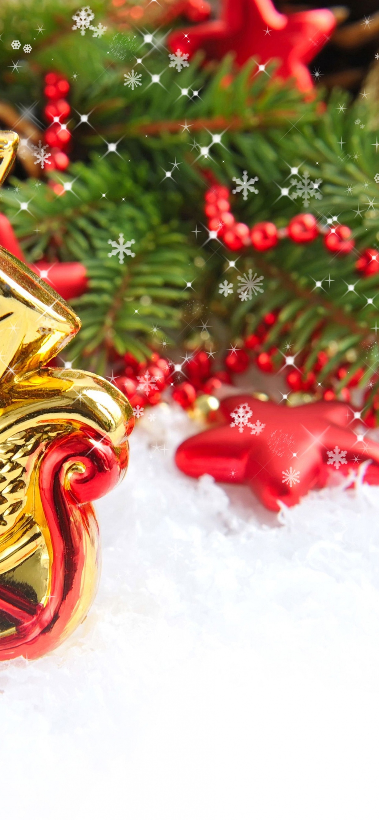 Обои Рождественский день, Новый год, праздник, Санта-Клаус, рождественский орнамент в разрешении 1242x2688