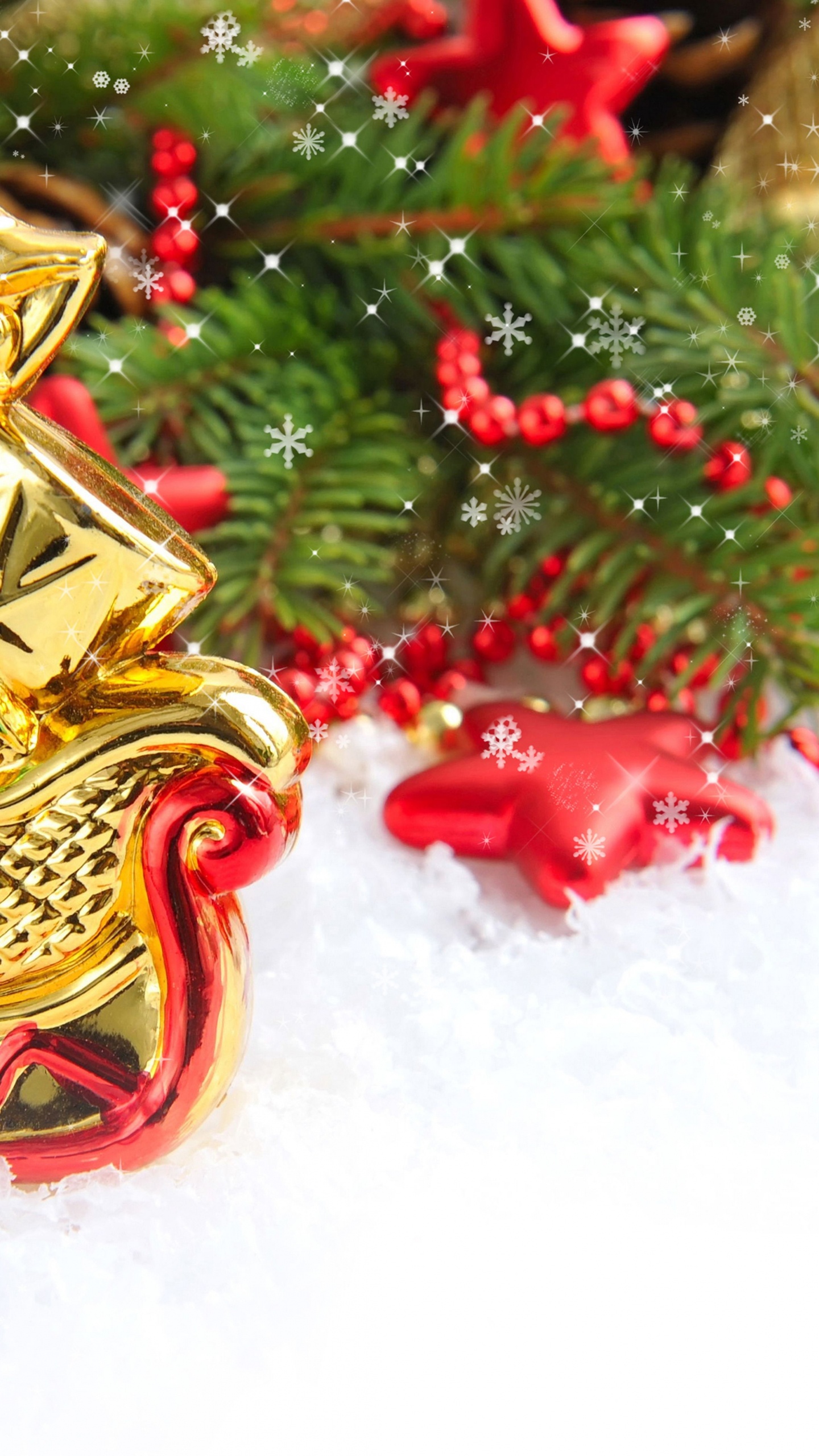 Обои Рождественский день, Новый год, праздник, Санта-Клаус, рождественский орнамент в разрешении 1440x2560