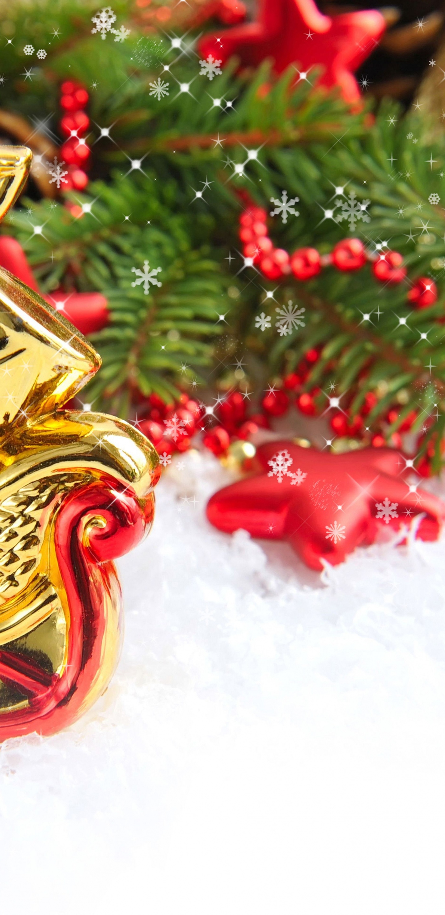 Обои Рождественский день, Новый год, праздник, Санта-Клаус, рождественский орнамент в разрешении 1440x2960