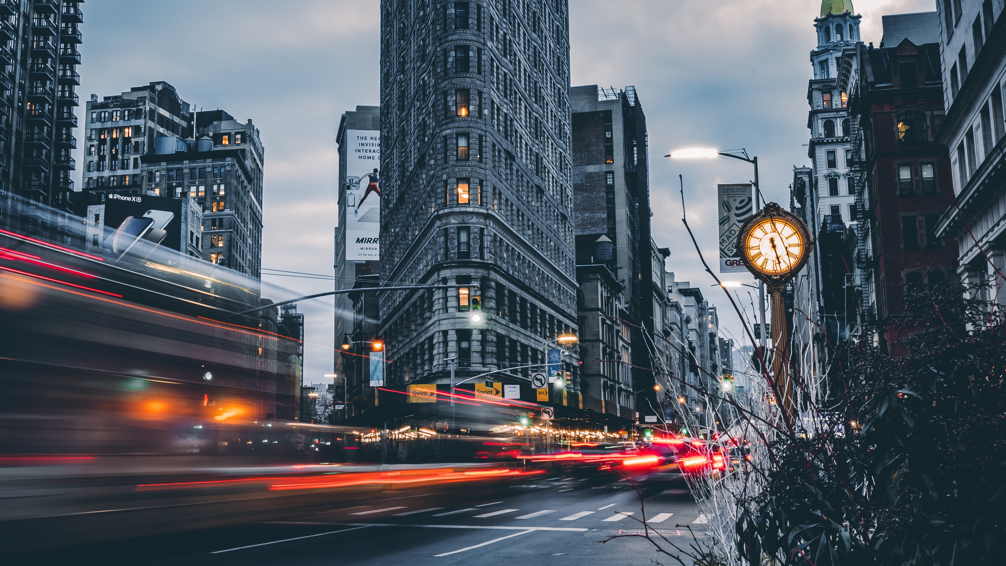 Обои Флэтайрон-Билдинг, здание, городской район, небоскреб, город в разрешении 3840x2160