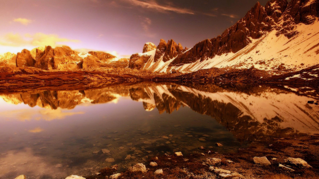 Обои природа, отражение, дикая местность, озеро, гора в разрешении 1280x720