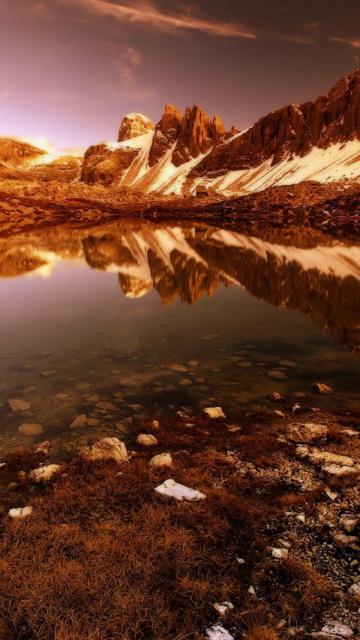 Обои природа, отражение, дикая местность, озеро, гора в разрешении 720x1280