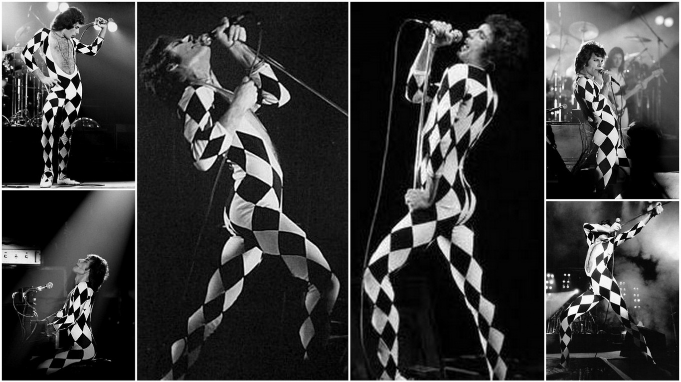 Обои Королева, монохромный, этап, костюм, попса в разрешении 1366x768