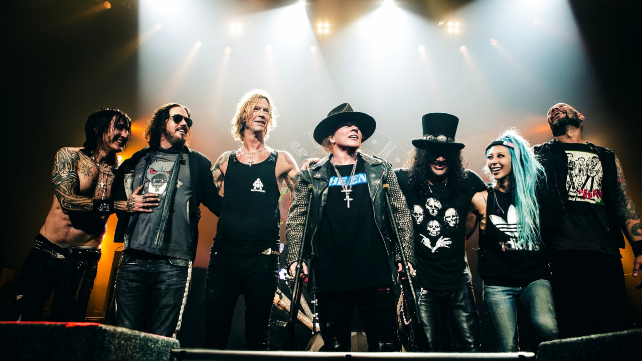Обои Слэш, Guns N Roses, Not in This Lifetime Tour, концерт, Представление в разрешении 1280x720