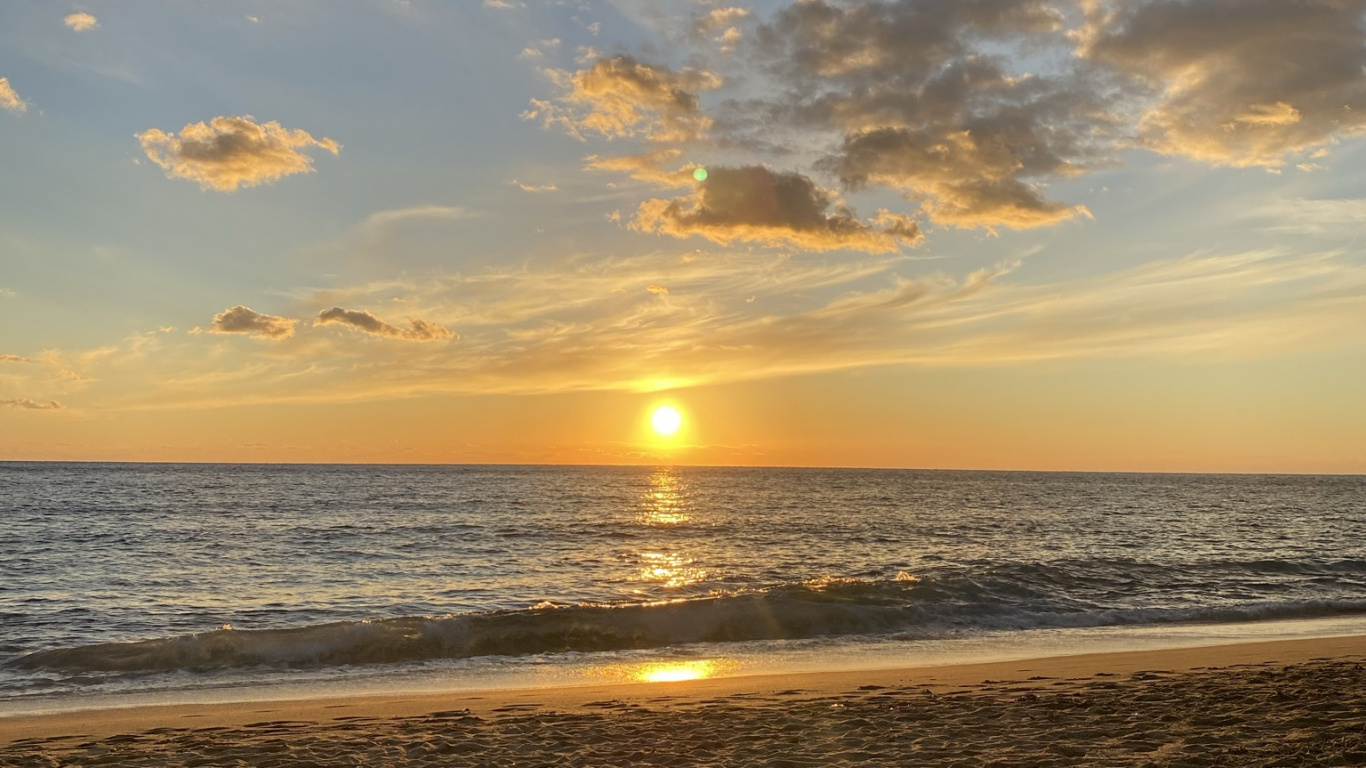 Обои горизонт, облако, вода, атмосфера, гидроресурсы в разрешении 1366x768