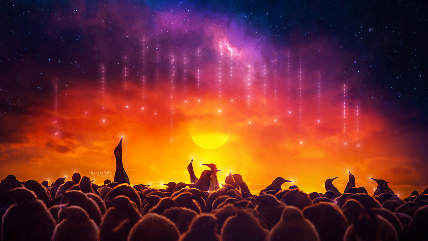 Обои свет, природа, Апельсин, природный ландшафт, Аврора в разрешении 1366x768