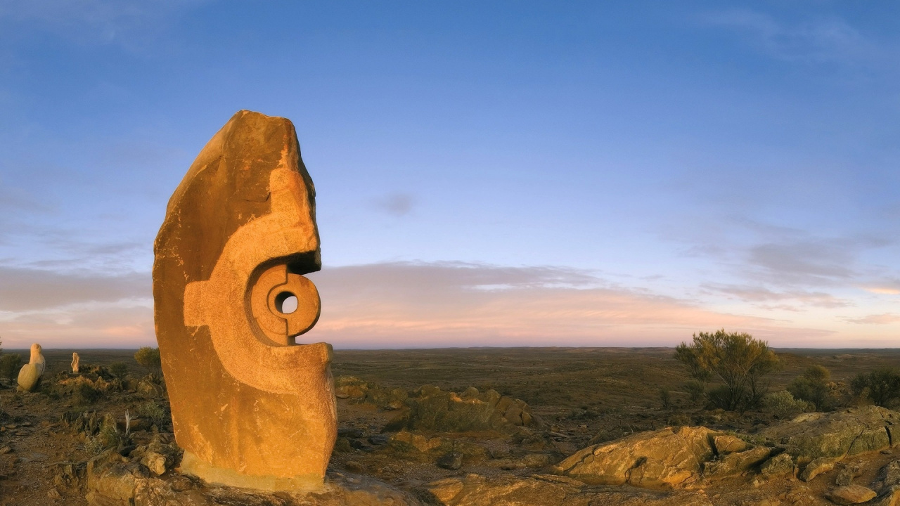 Обои скульптура, рок, геология, экорегион, монолит в разрешении 1280x720