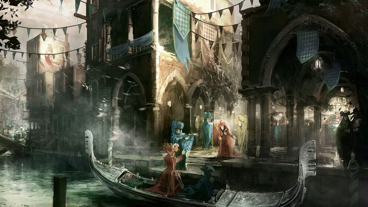 Обои ассассинс Крид II, Эцио Аудиторе, гондола, ассассинс Крид братство, убийца в разрешении 1280x720