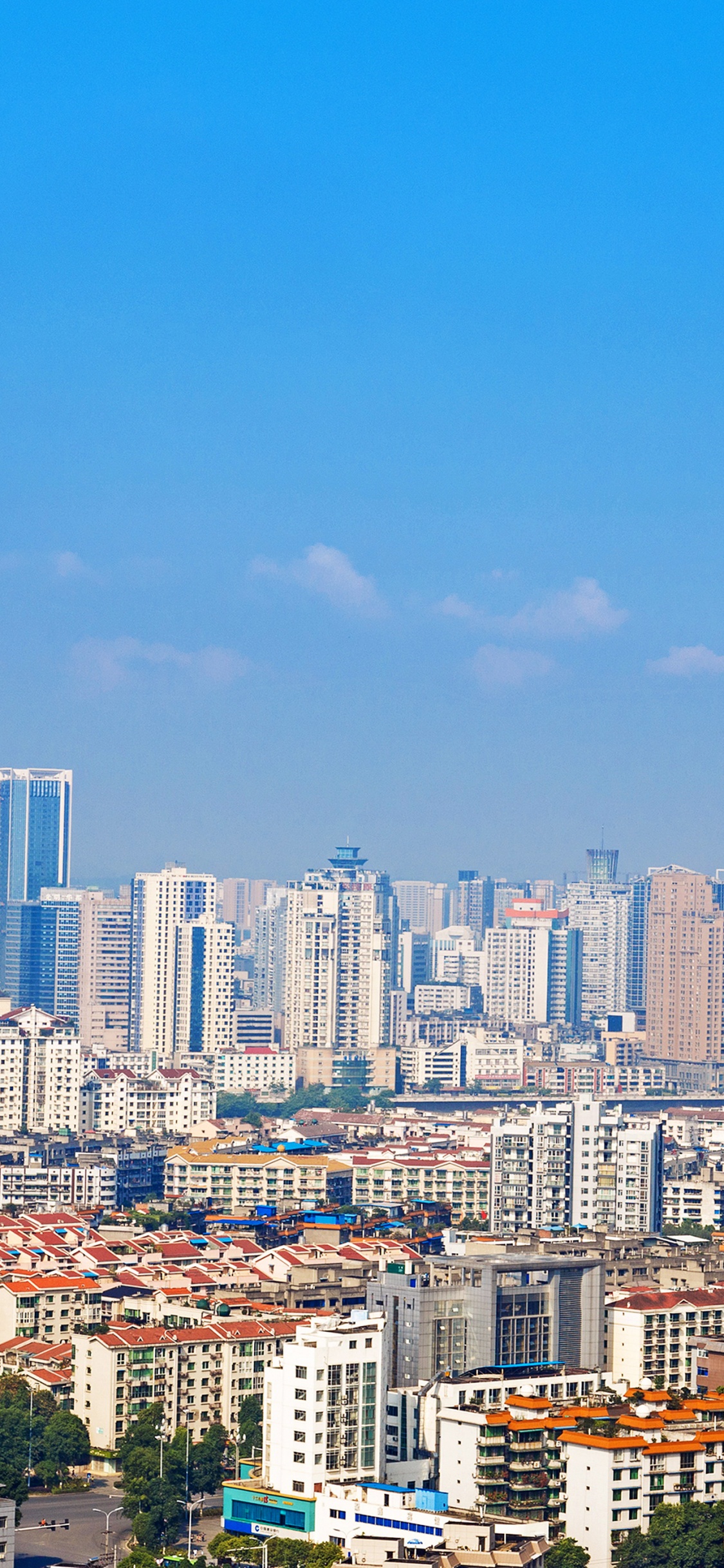 Обои небоскреб, иллюстрация, Мяньян, городской пейзаж, городской район в разрешении 1125x2436