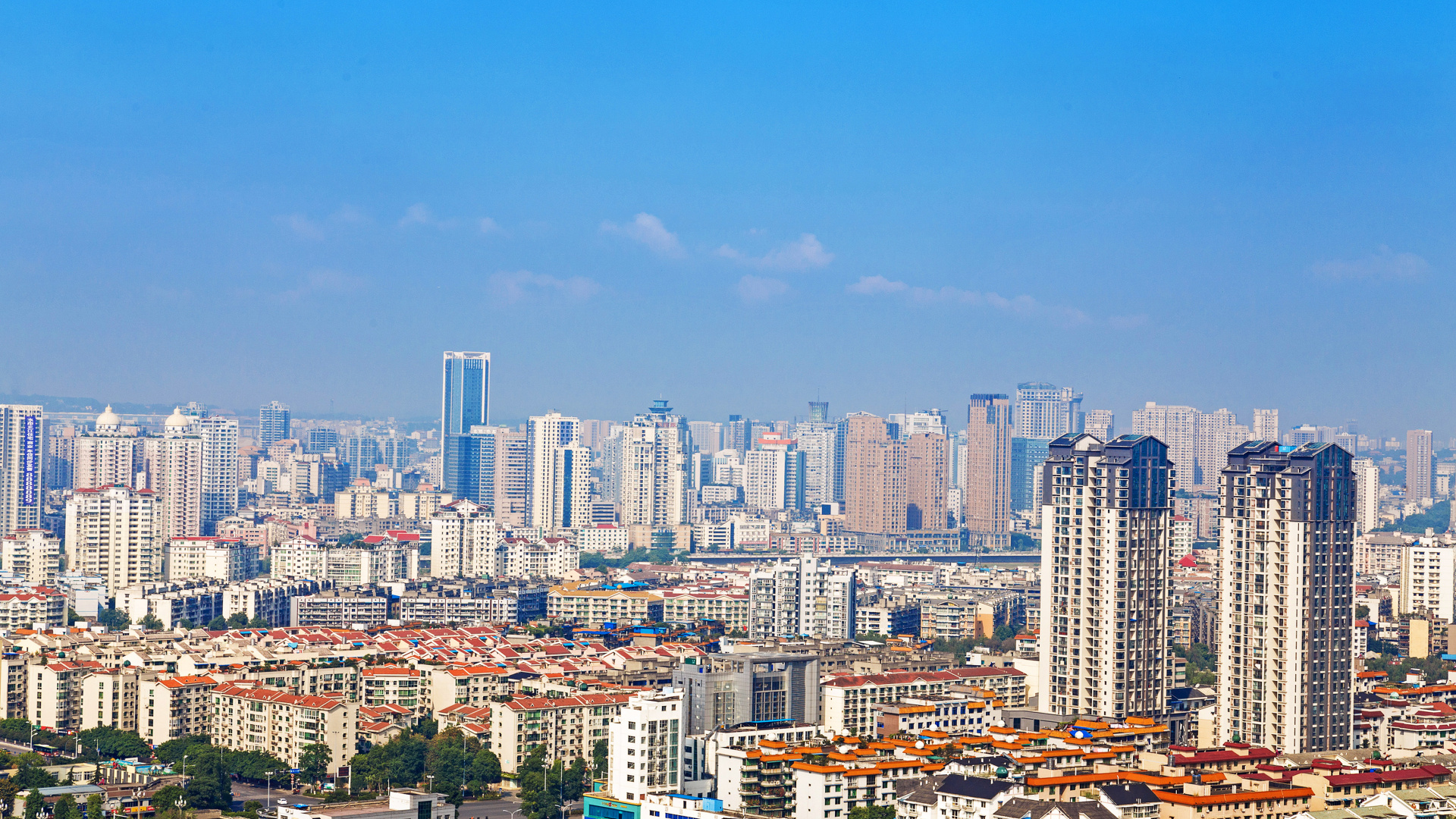 Обои небоскреб, иллюстрация, Мяньян, городской пейзаж, городской район в разрешении 1920x1080