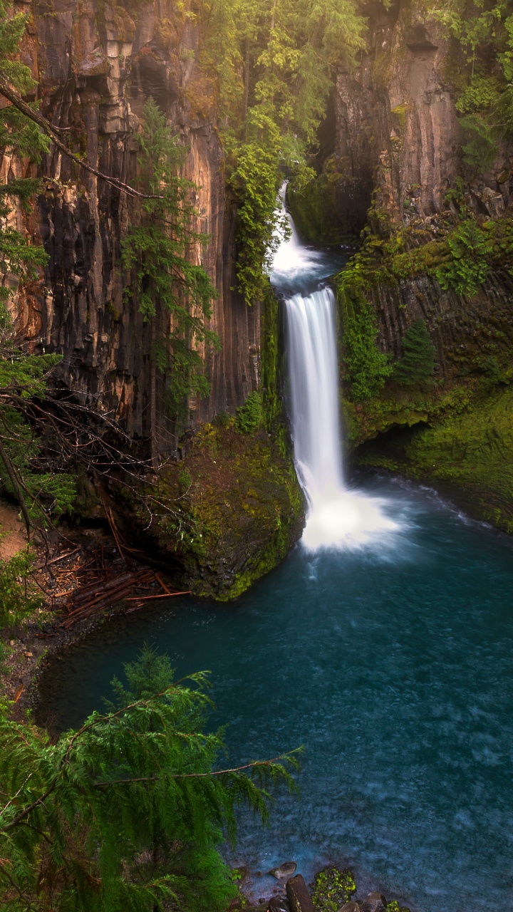 Обои водопад, Toketee Падает, природа, водоем, гидроресурсы в разрешении 720x1280